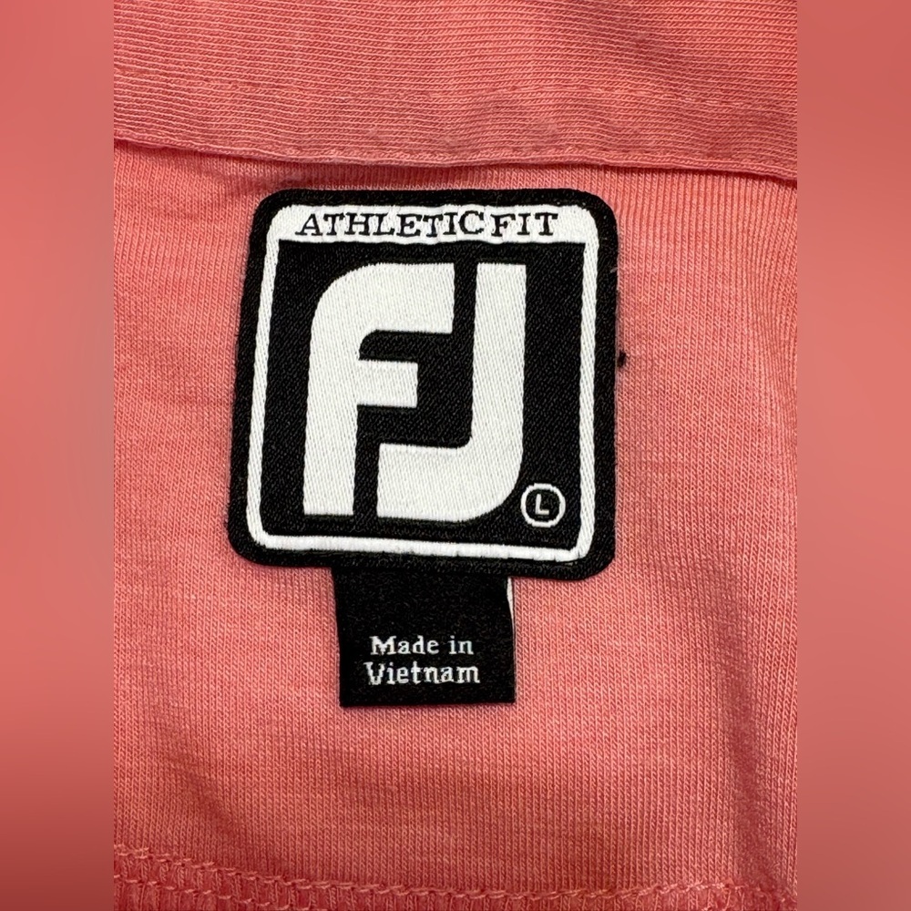 FootJoy Mens Pink Polo Golf Shirt Pocket Front FJ Collar - Size LG Athletic Fit - Picture 4 of 9